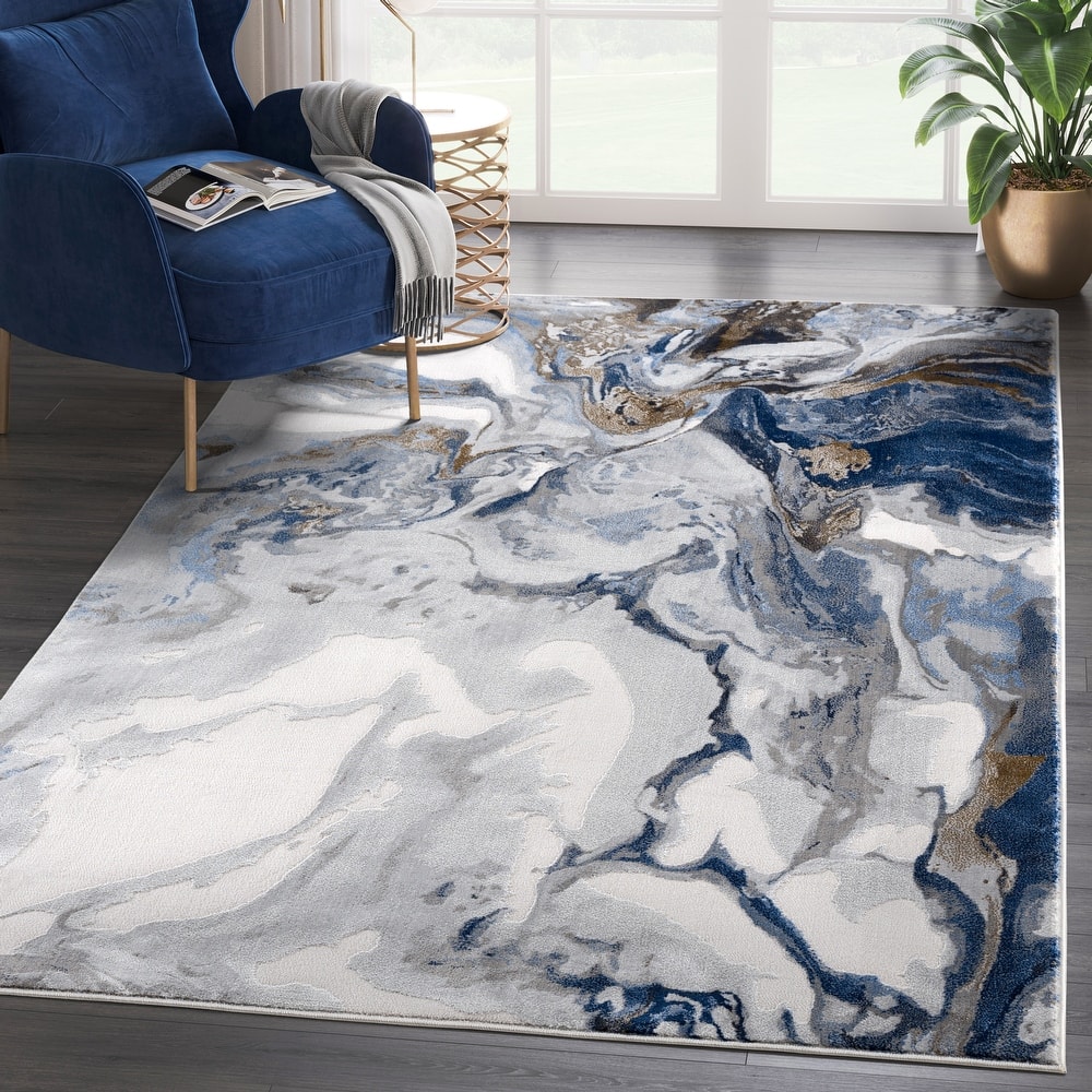 Abani Rugs Regal REG140A Abstract Grey Blue Area Rug