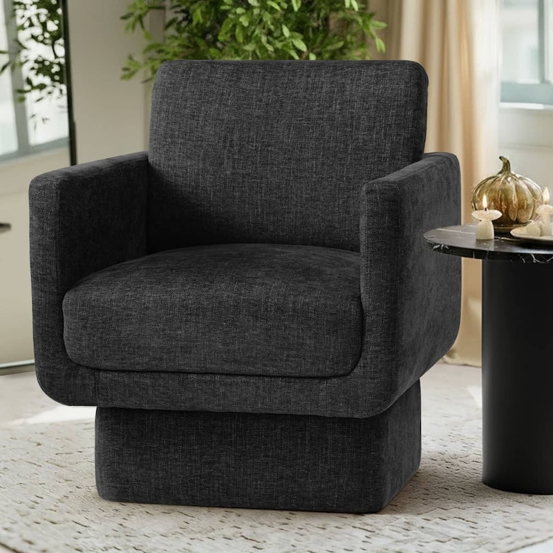 Upholstered Swivel Barrel Accent Chair