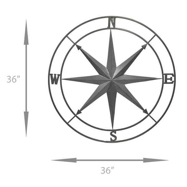 Shop Galvanized Zinc Finish Metal Indoor Outdoor Compass Rose Wall