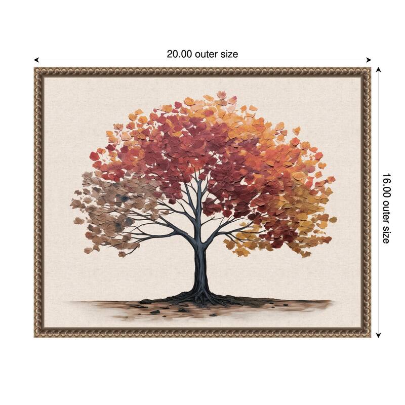 Autumn Tree Neutral Linen by The Creative Bunch Studio Framed Canvas Wall Art Print - 20 x 16 in
