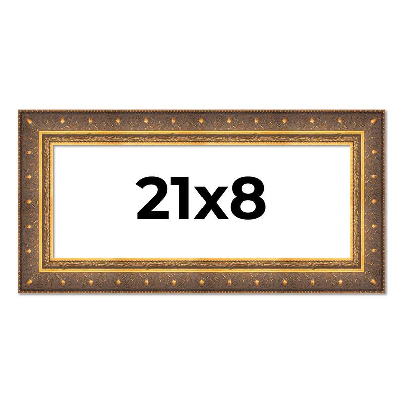 21x8 Frame Vintage Gold Solid Wood Picture Frame | 2.5 Inch Moulding