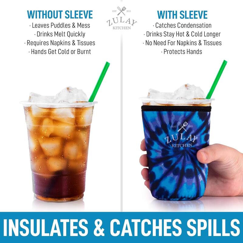 Zulay Kitchen Reusable Iced Coffee Sleeve (22oz to 24oz)