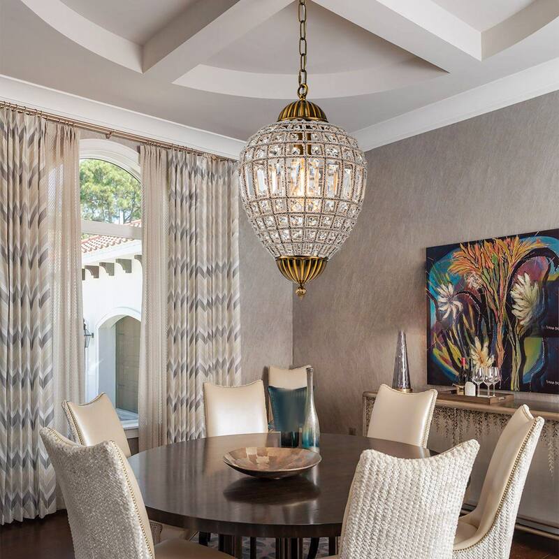Ennu Retro Antique Sphere Crystal Chandelier Adjustable Dining Room Chandelier