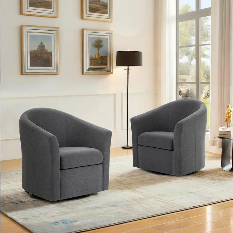 Modern Upholstered Swivel Barrel Chair Living Room Accent Chair