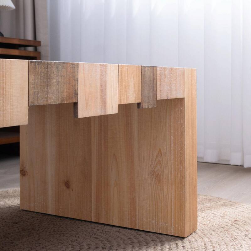 Industrial Style Coffee Table - 48" Rectangular with Wood Grain