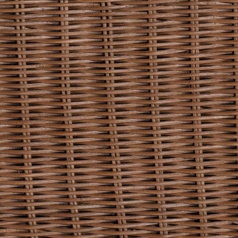 Detta Natural Rattan Loveseat with Cushion - Handwoven Wicker Settee with Rolled Arms and Scalloped Skirt Base