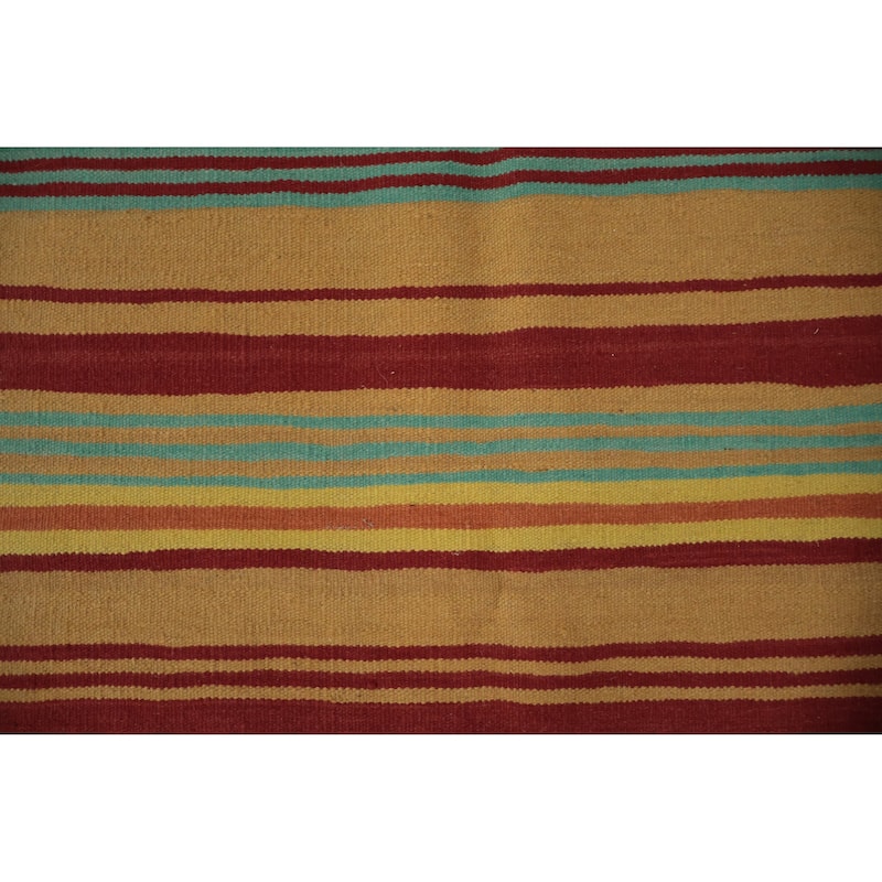 Hand Woven Oriental 100% Wool Carpet Southwestern Modern Multi-Colored Kilim Area Rug - 9' 10'' X 7' 0''