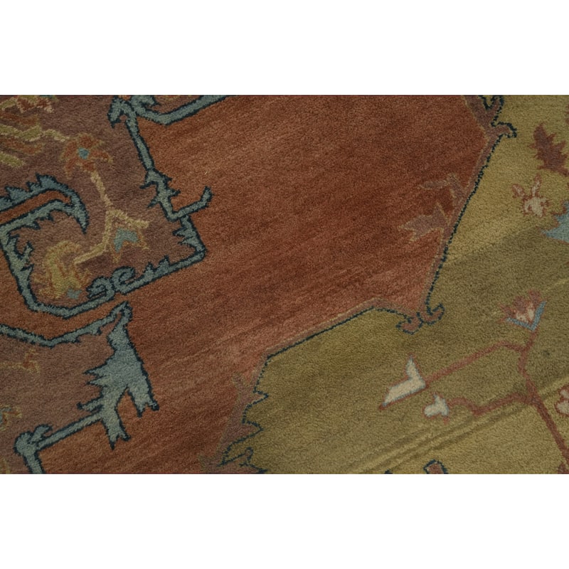 Hand Knotted Oriental 100% Wool Carpet Traditional Geometric Oranges & Rust Heriz Area Rug - 10' 0'' X 8' 2''