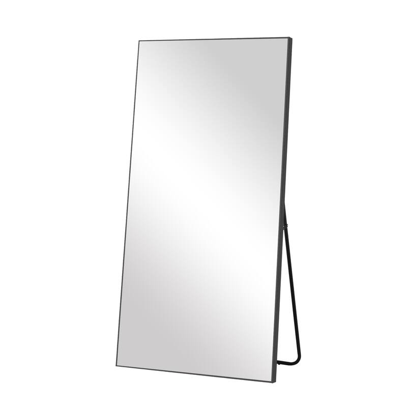 HomeRoots 71" Black Metal Freestanding Or Wall Mount Framed Full Length Mirror - 31.00 in. x 71.00 in. x 0.60 in.