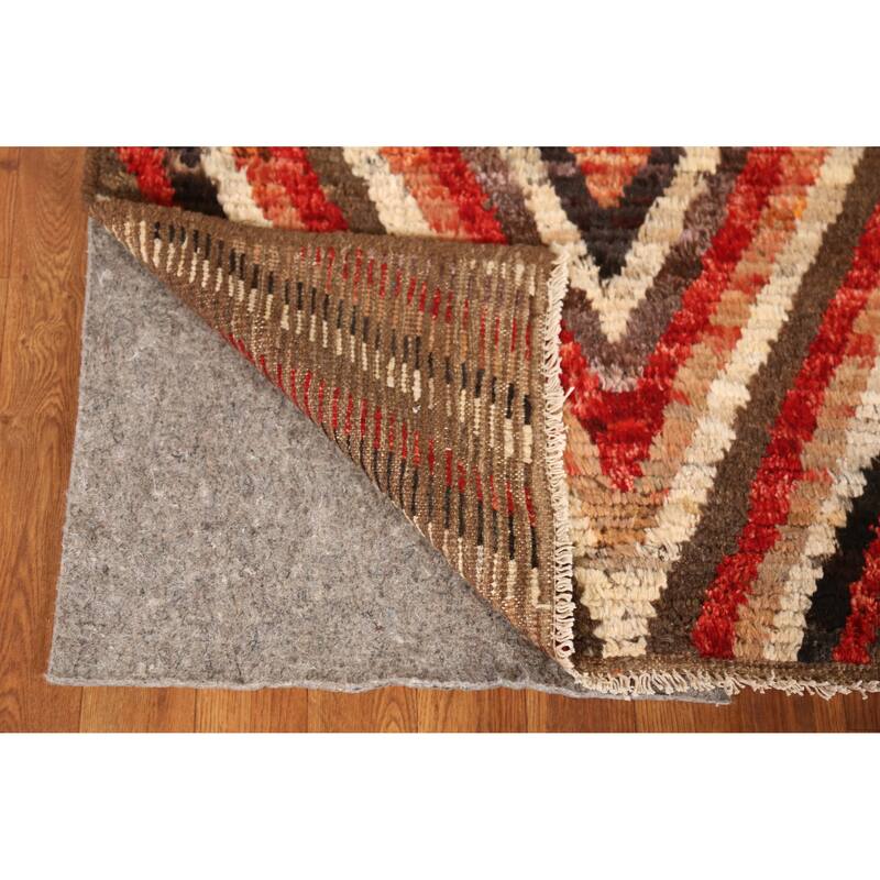 Chevron Style Multi-Color Moroccan Runner Rug Handmade Wool Carpet - 3'0" x 9'7"