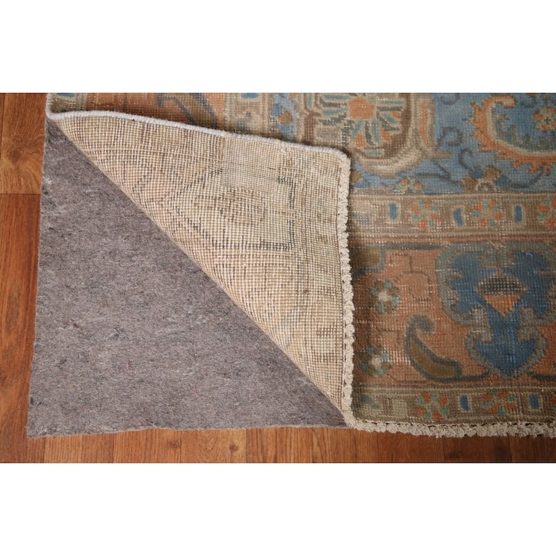 Turquoise Green Tabriz Persian Vintage Area Rug Handmade Wool Carpet - 7'6" x 10'10"