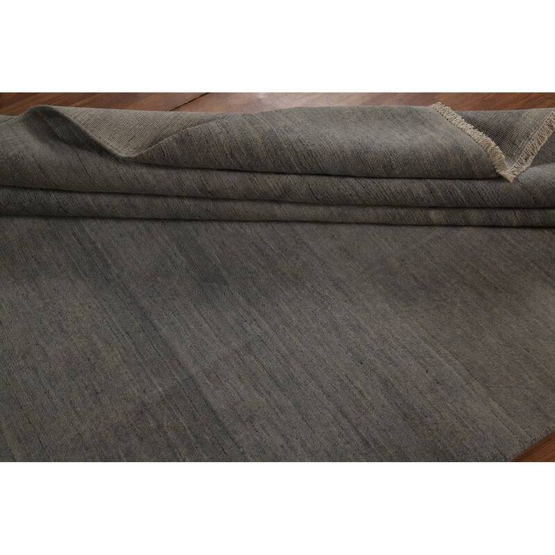 Striped Gray Gabbeh Oriental Area Rug Handmade Wool Carpet - 6'3" x 9'3"