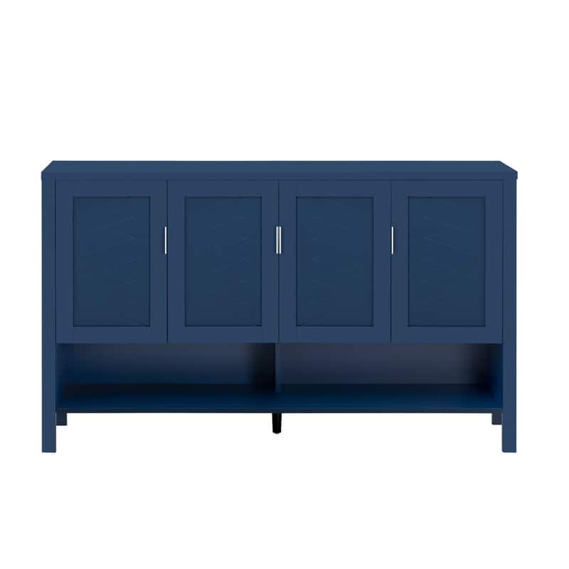 Modern 55.1" Storage Sideboard with 4-Doors, Multi Functional Buffet Table with Open Shelf and Adjustable Shelves
