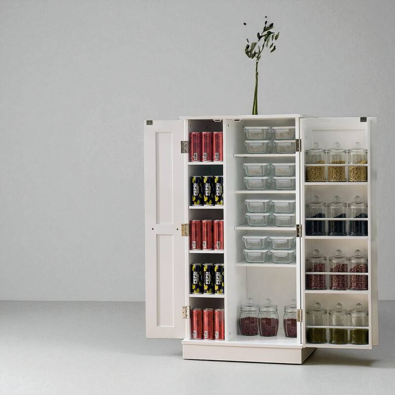 47" Freestanding Kitchen Pantry Cabinet with Doors and Adjustable Shelves, Small Food Storage Organizer