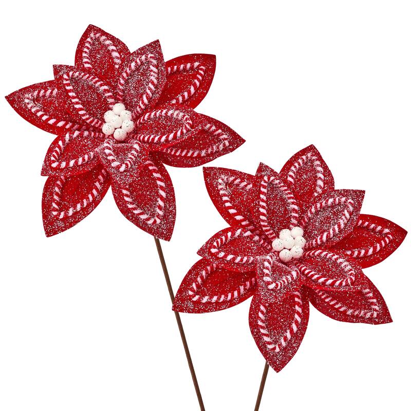 22" Sugar And Spice Poinsettia Stem