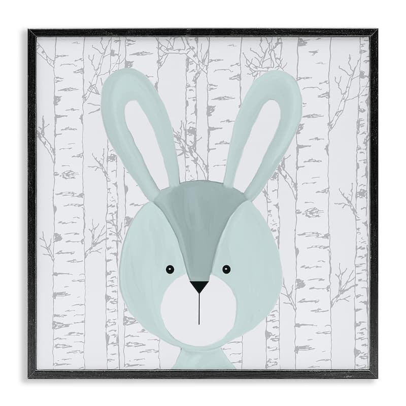 Stupell Charming Bunny on Birch Framed Giclee Art Design By Kim Allen - 17 x 17 - Black