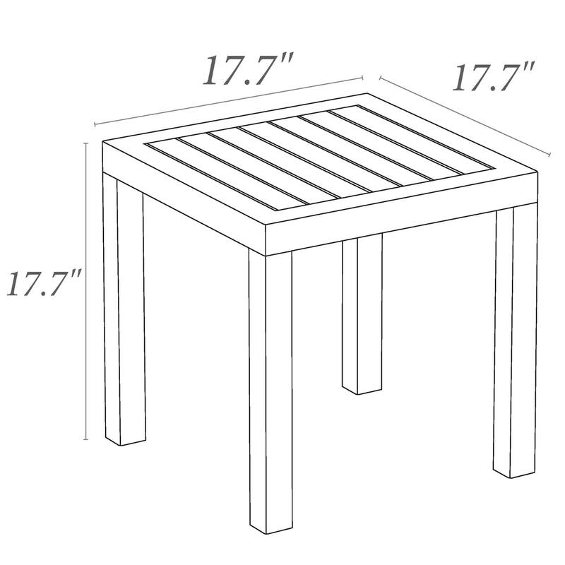 18" Dark Gray Patio Square Resin Side Table with Drain Hole
