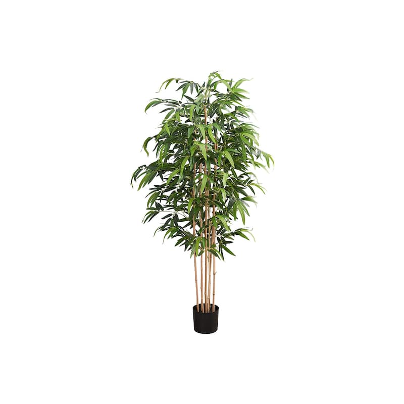 Artificial Plant, 83" Tall, Bamboo Tree, Floor, Indoor, Potted, Real Touch, Green Leaves, Black Pot