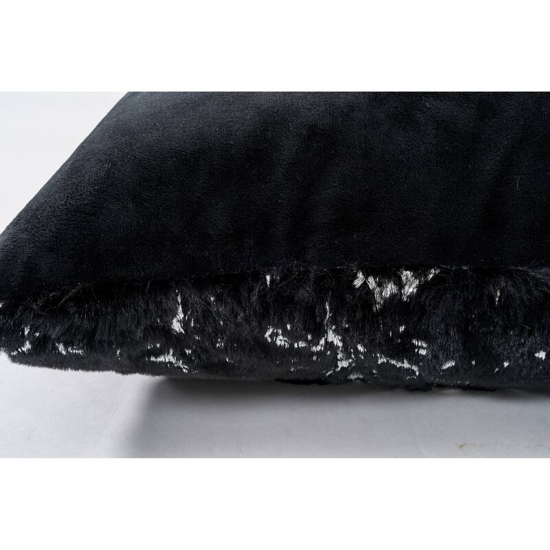 Chryso Collection Faux Fur Pillow with Foil Accents