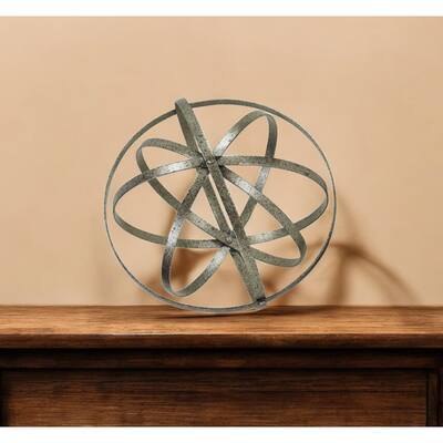 HomeRoots 10" Silver Metal Hand Painted Decorative Orb Tabletop Sculpture - 10' X '10' X '10
