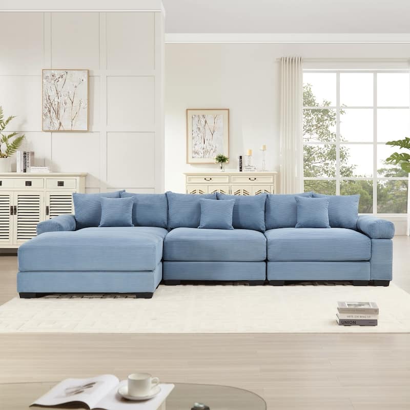 Flexible Modular Deep Seat Oversized Cloud Sectional Sofa with 9 Soft Pillows