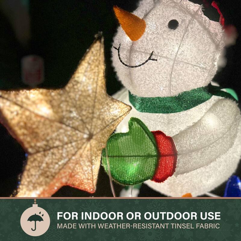 Fraser Hill Farm 6Ft. Prelit Tinsel Snowman Decoration with LED Lights