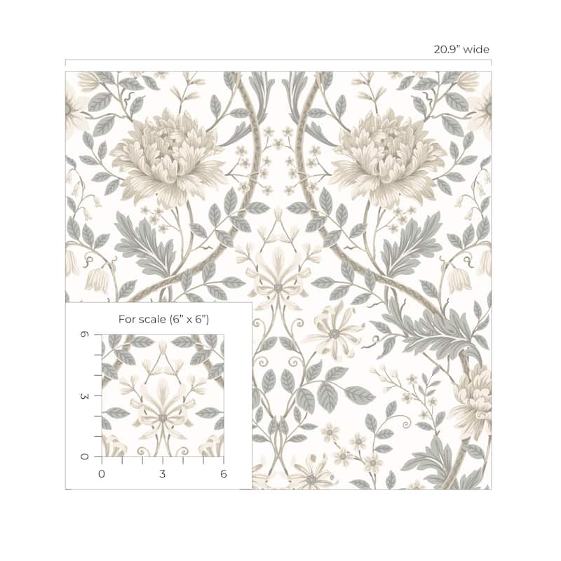 Seabrook Designs Honeysuckle Floral Prepasted Wallpaper