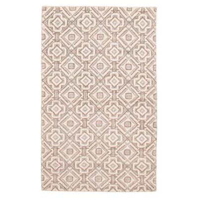 ECARPETGALLERY Hand-knotted Tangier Cream Wool Rug - 5'0 x 8'2