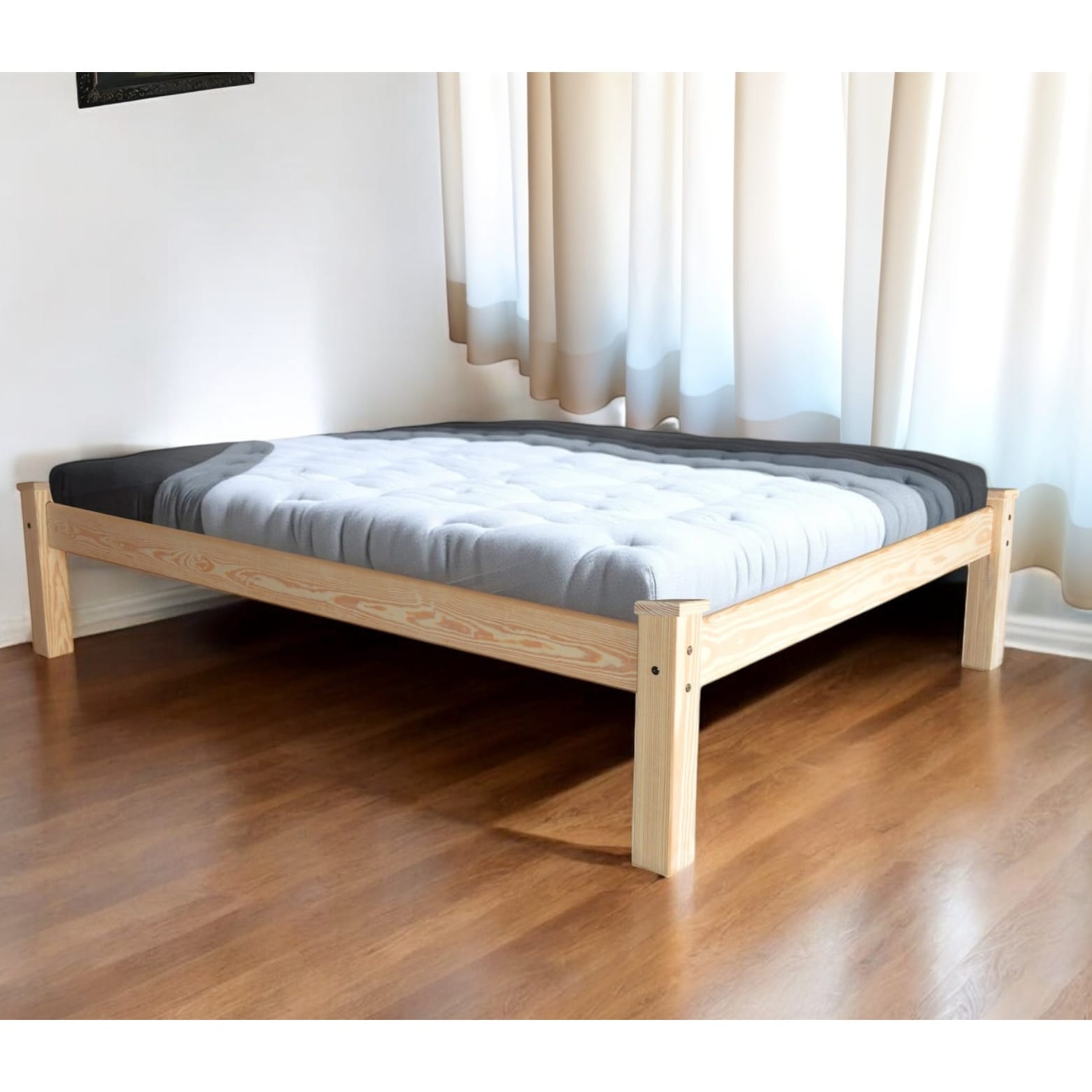 HomeRoots Natural Solid Wood Full Bed Frame