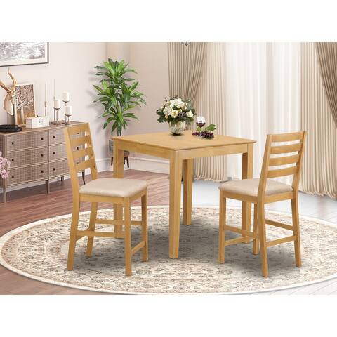 3-Piece Modern Dining Set Includes a Wood Table and Dining Chairs - Oak Finish (Seat's Type Options) - N/A