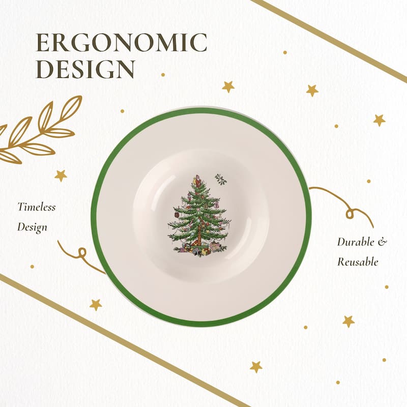Spode Christmas Tree Set of 4 Pasta Bowls - 10 in