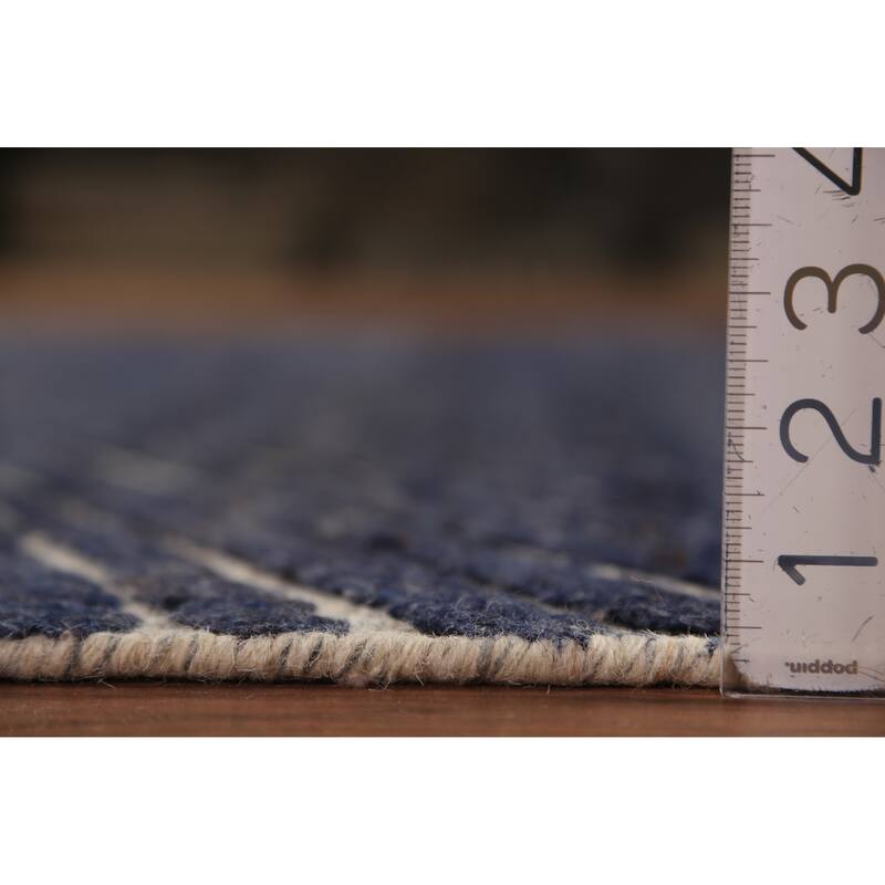 Blue Abstract Moroccan Oriental Area Rug Handmade Wool Carpet - 4'11" x 8'0"