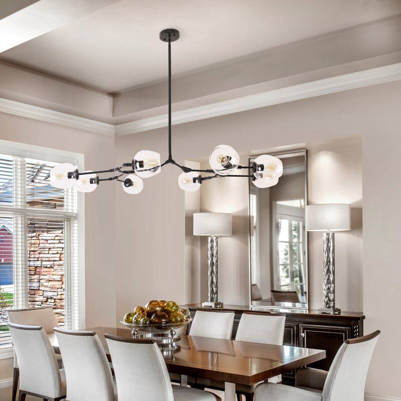 Oaks Aura Mid Century Modern Ceiling Light Black 8 Light Adjustable Sputnik Chandelier
