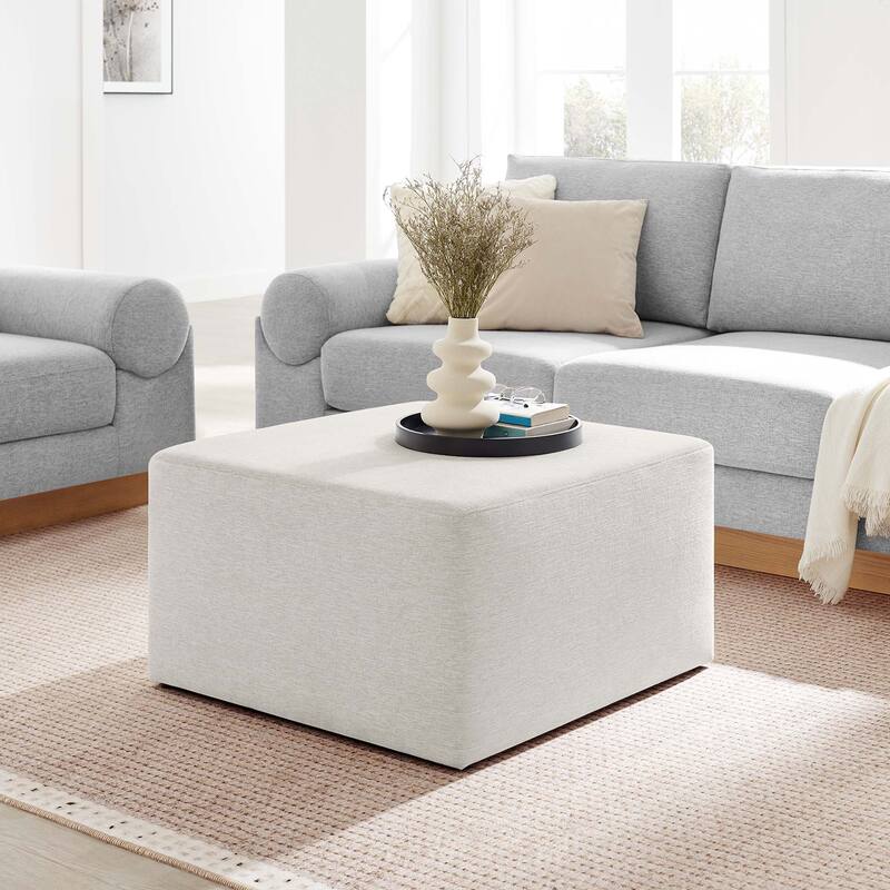 Callum 17"/28" Square Woven Heathered Fabric Upholstered Ottoman