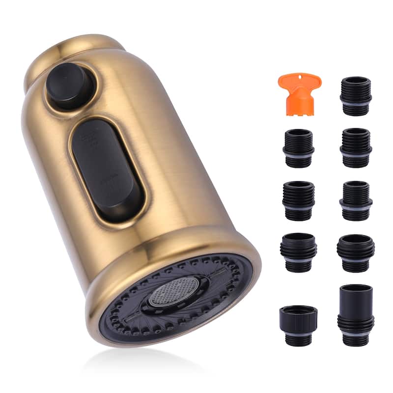 Pull Down Kitchen Faucet Head Replacement with 9 Adapter Kit - Gold