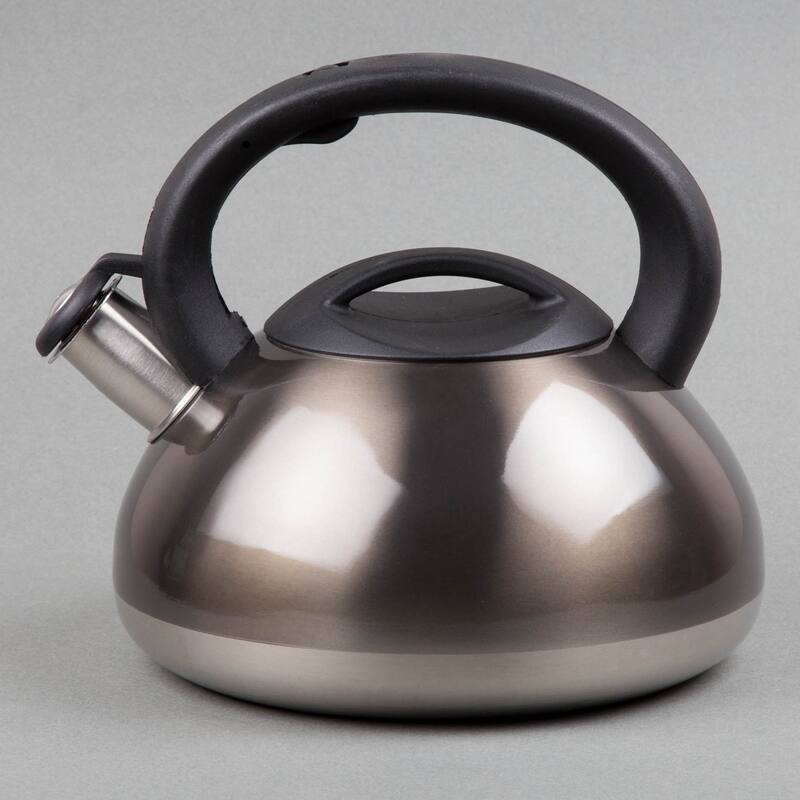 Creative Home Sphere 3.0 Quart Stainless Steel Whistling Tea Kettle, Metallic Smoke Color