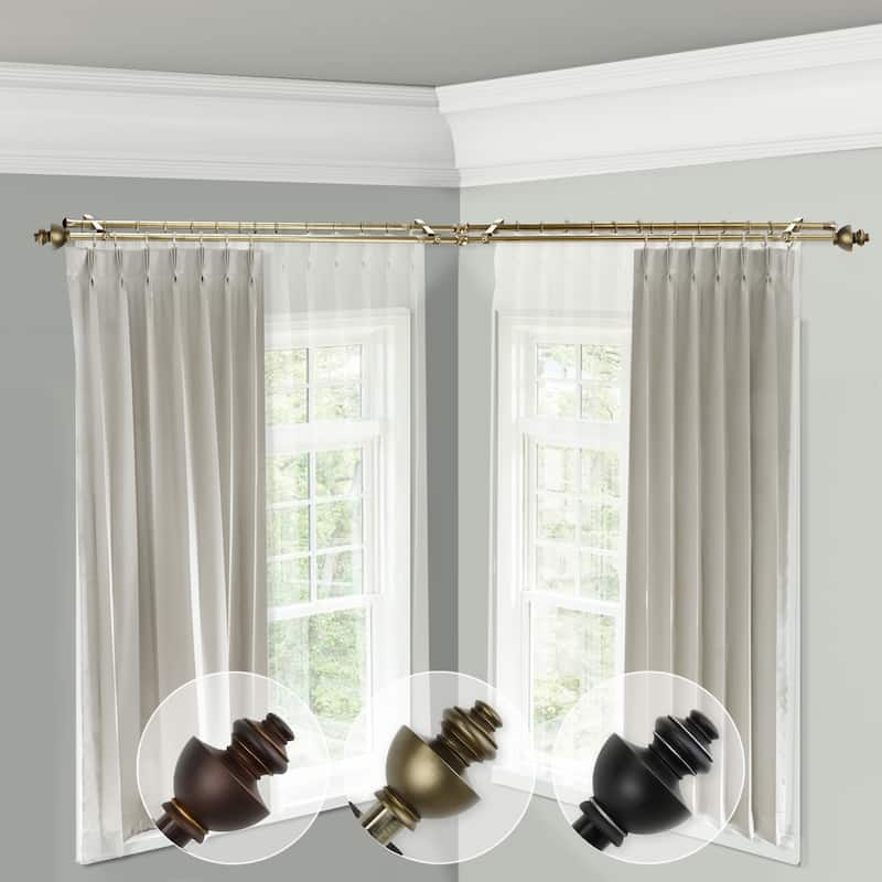 Adjustable Corner Window Curtain Rod - Double Rod, 28-48 Inch Cocoa Finish - M