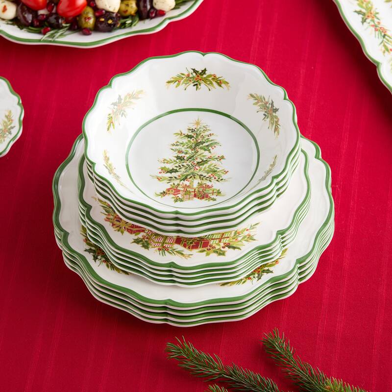 Certified International Holly Tree 12pc Melamine Dinnerware Set, Service for 4