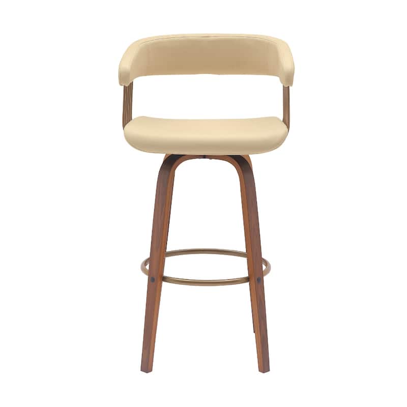 Modern Faux Leather Swivel Bar Stool with Full Back and Bucket Seat