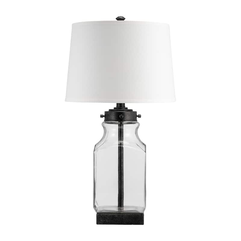 Sagebrook Home 30"H Glass Bottle Table Lamp, Clear/white, Iron, Contemporary Lighting - 16" x 16" x 30"