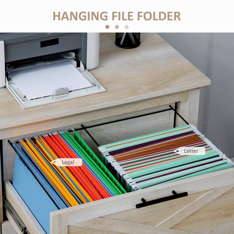 HOMCOM Retro Wooden 2-Drawer Lateral File Chest Cabinet Pedestal for Document Storage for Home Office