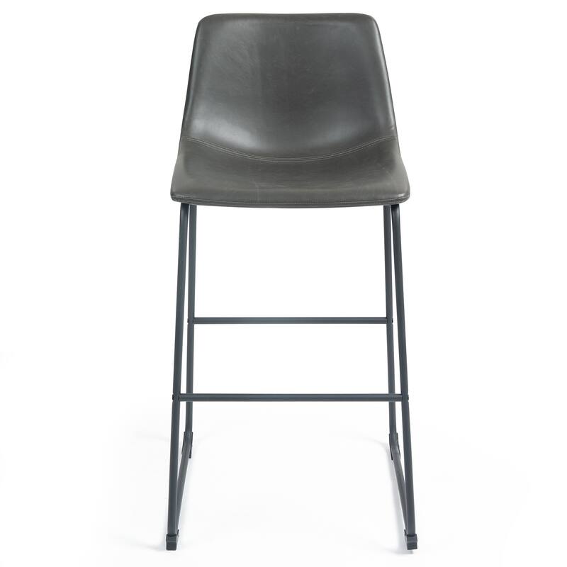 Adan Faux Leather Iron Frame Bar Stool (Set of 2)