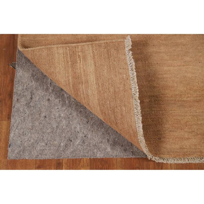 Gold Brown Modern Gabbeh Oriental Area Rug Hand-Knotted Wool Carpet - 5'5" x 8'2"