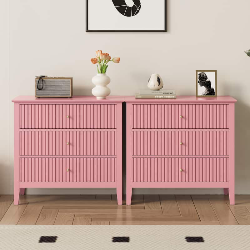 Fluted 3 Drawer Dresser
