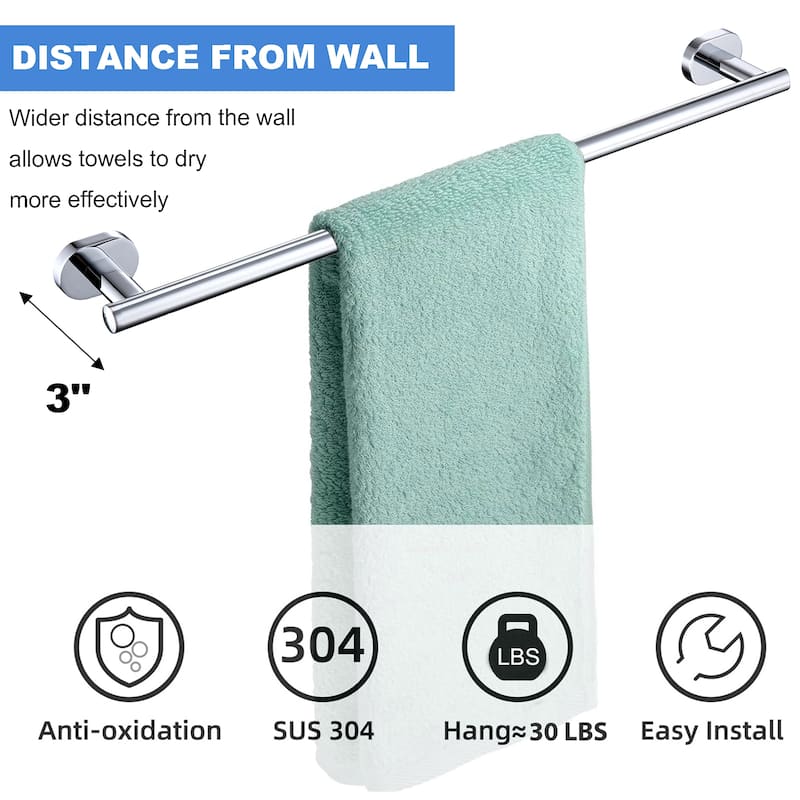 Wall Mounted Towel Bar 304 Stainless Steel Towel Rack - 24inch