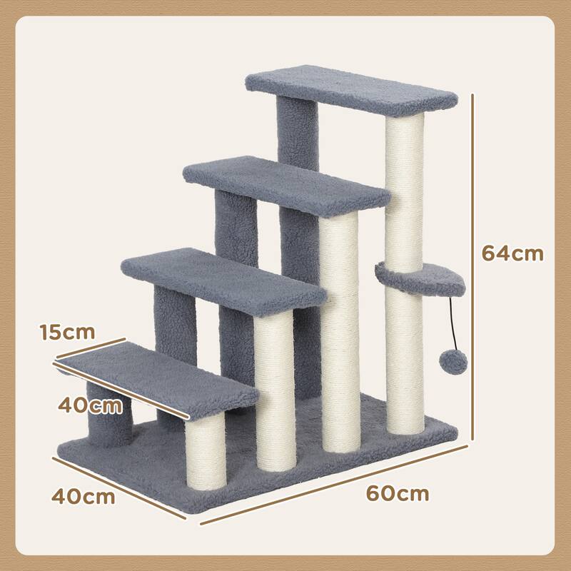 Anmytek Plush Cat Tree with Play Features Multi Functional Pet Activity Tower for Climbing Scratching and Resting