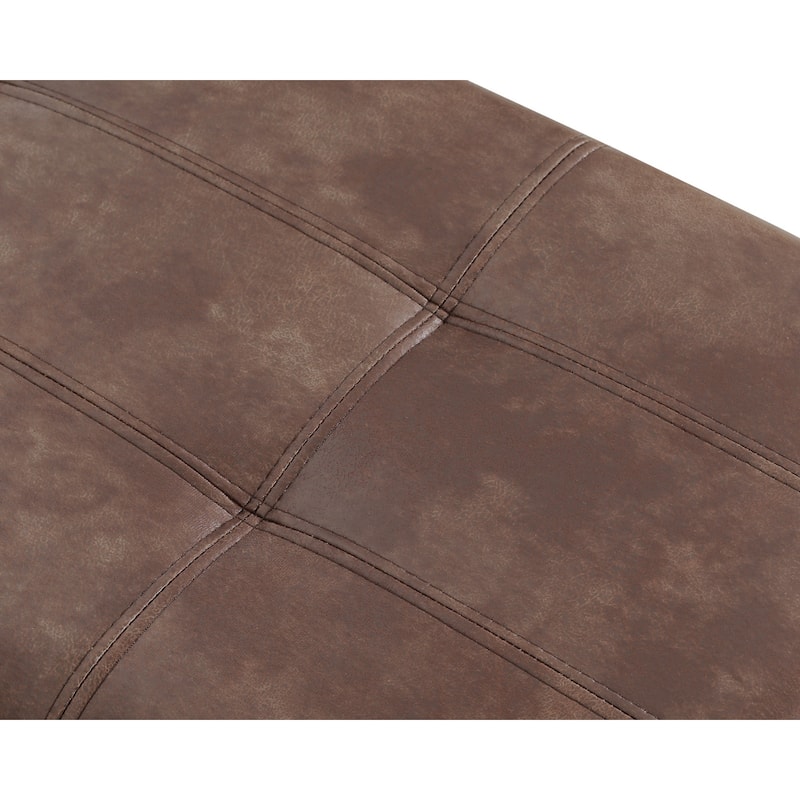 Adeco 48" Faux Leather Storage Ottoman Bench with Double-Stitch - 48.4"x14.96"x15.35"