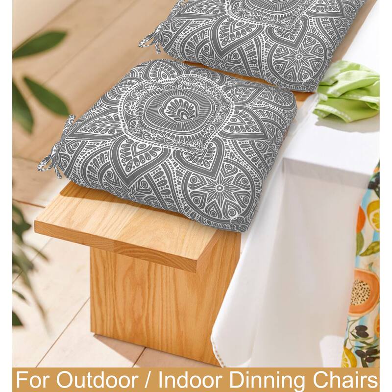 Waterproof Indoor Outdoor Chair Seat Pads Cushion – 19x19 Inches with ties | Set of 2