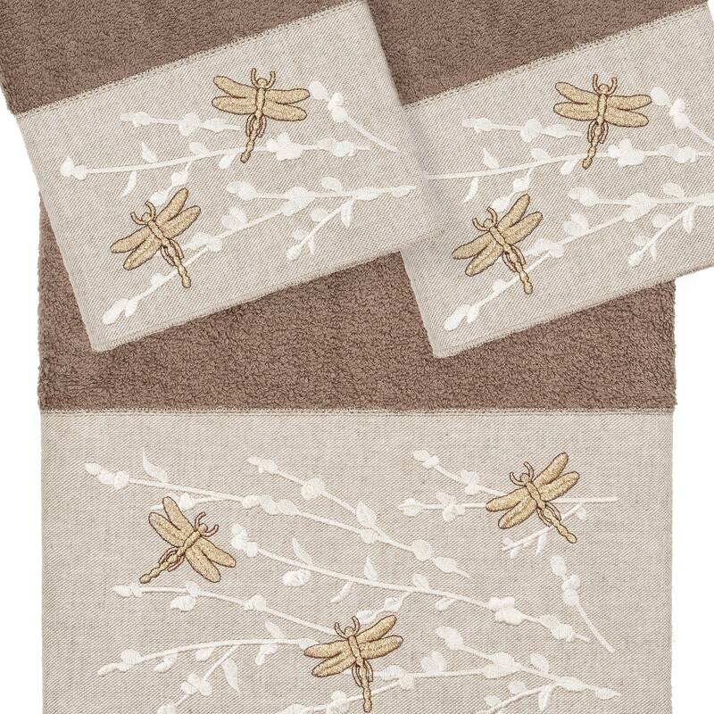 Authentic Hotel and Spa 100% Turkish Cotton Braelyn 3PC Embellished Towel Set