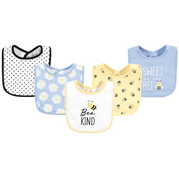 slide 1 of 1, Hudson Baby Infant Girl Cotton Bibs, Bee Kind, One Size - Bee Kind - One Size One Size - Bee Kind